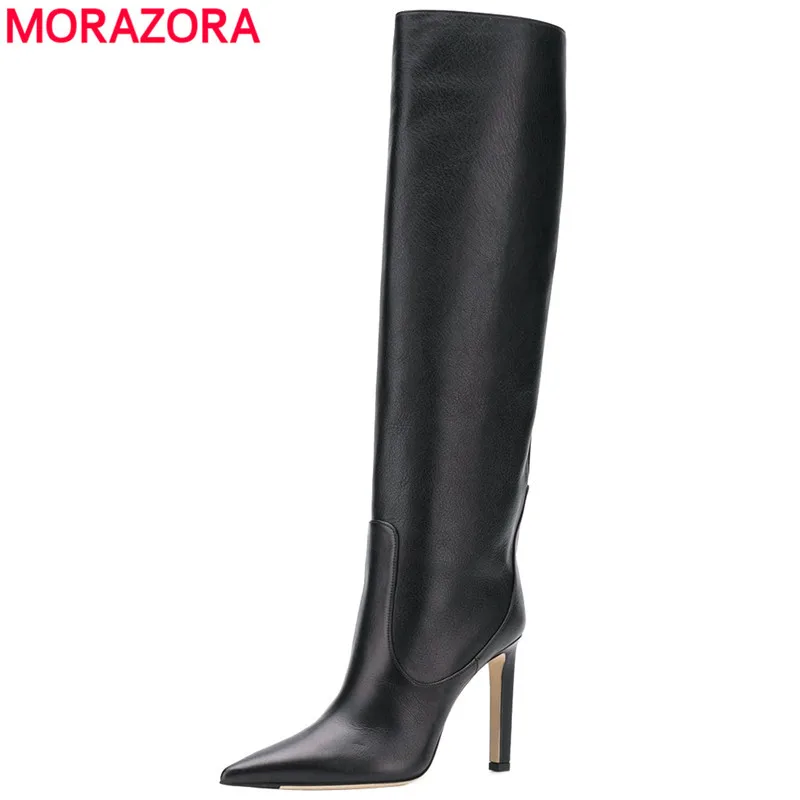 MORAZORA Big size 34-45 stivali da donna di nuova marca punta a punta tacchi a spillo stivali alti stivali alti al ginocchio sexy scarpe da