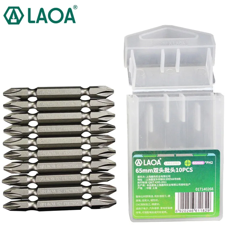 

LAOA 10pcs Screwdriver Bits S2 Alloy Steel Screwdrivers 58HRC Slotted and Phillips Bit