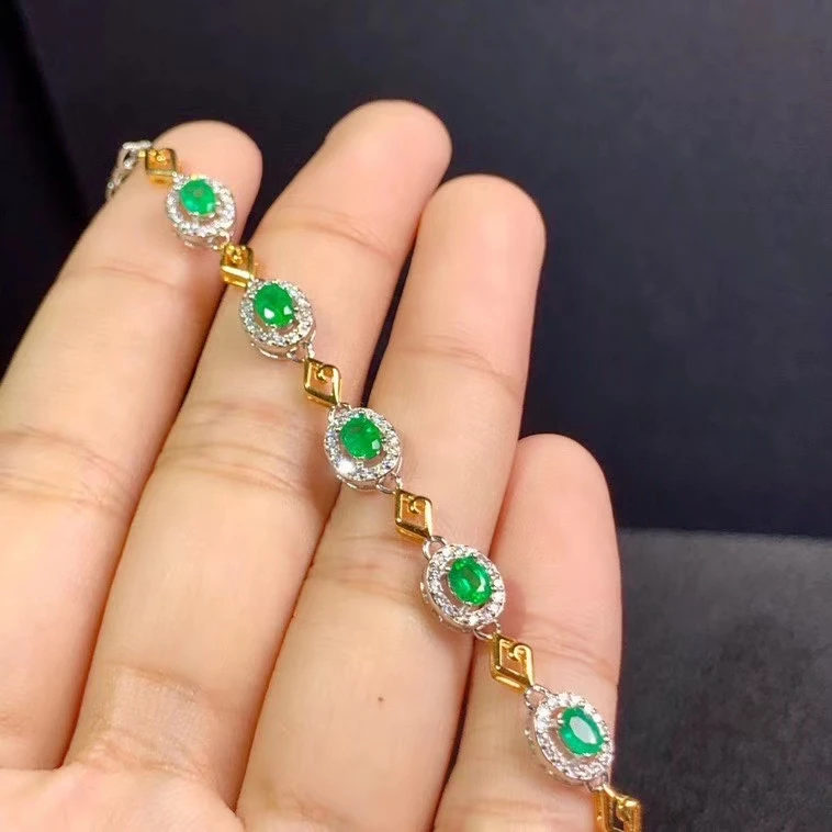 

KJJEAXCMY fine jewelry 925 sterling silver inlaid natural emerald noble girl new hand bracelet support test hot selling