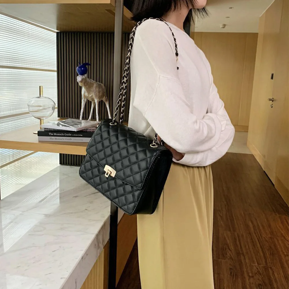 New Fashion Women Bags Crossbody Shoulder Chain Bag High Quality Designer Handbag Lady Small Hand Bag PU Leather Black bag