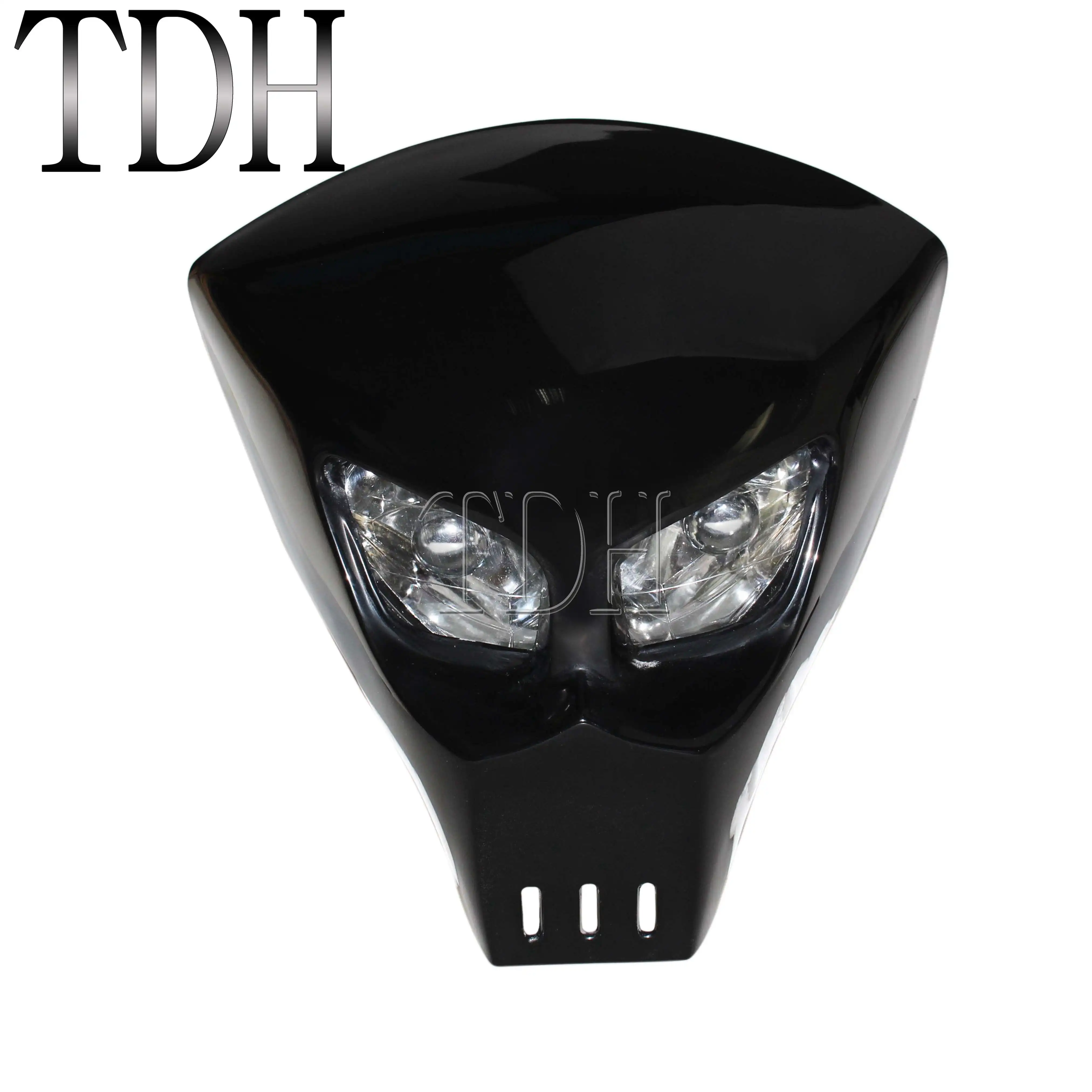 12V Black White Headlight Headlamp Motorcycle Universal Vision Skull For Yamaha Honda Dirt Bike Skull Fairing Alien Head light