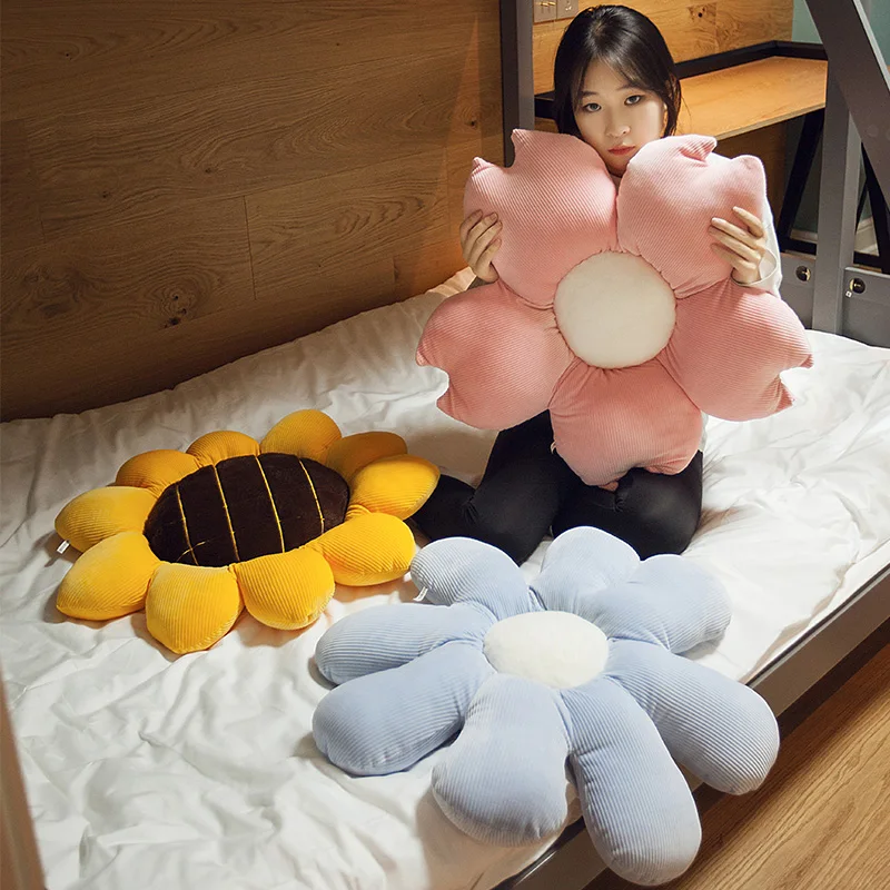 Flower Sunflower Shape Seat Cushion Cartoon Chair Back Cushion Soft Comfortable Floor Carpet Tatami Bay Window Home Decoration