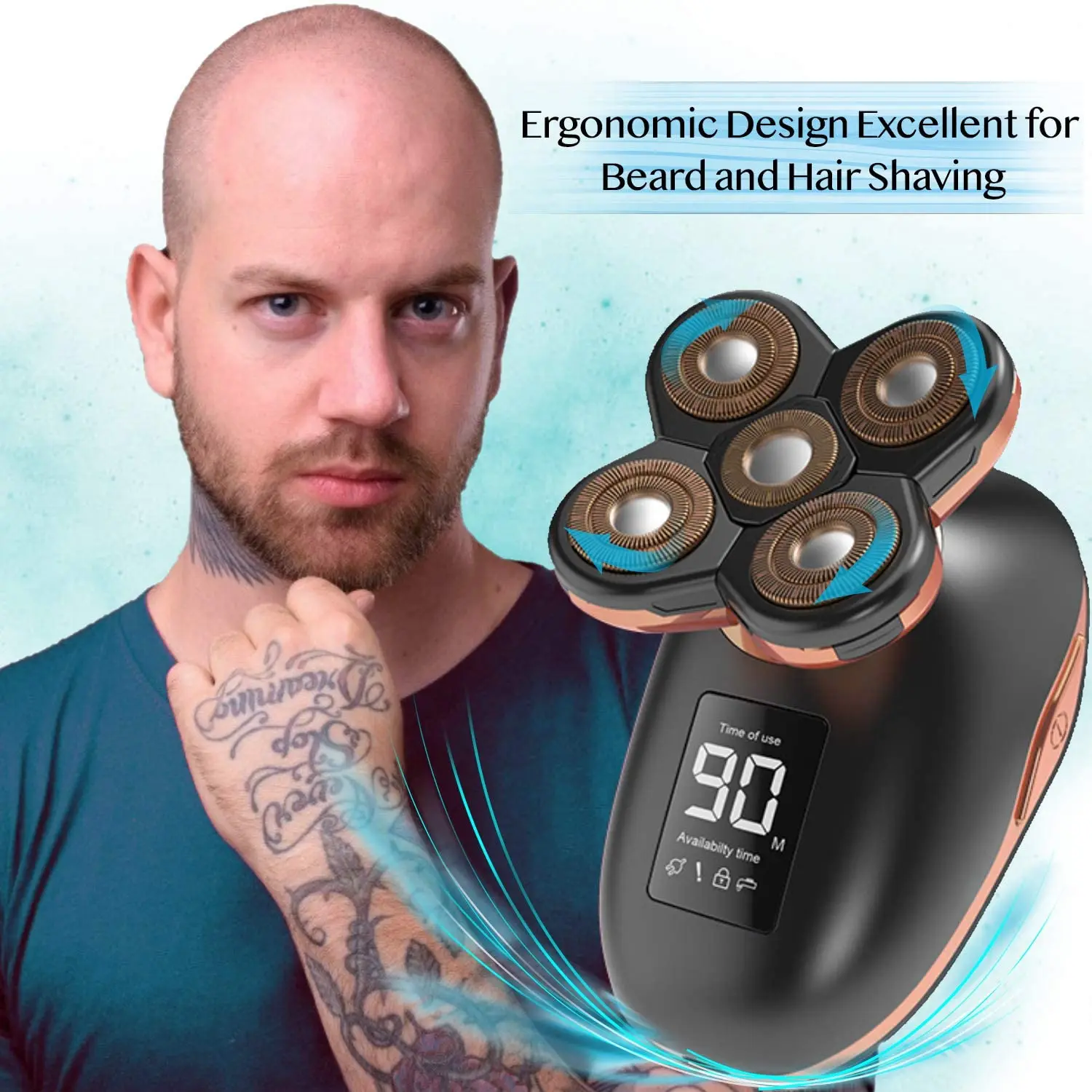 MARSKE-ماكينة حلاقة كهربائية عائمة 5D للرجال ، 5 في 1 ، مجموعة أدوات تهذيب اللحية ، شاشة LED ، USB قابلة لإعادة الشحن