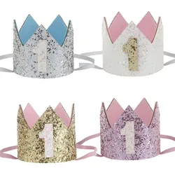 Number 1 2 3 happy Birthday Crown Headband Hat Kids 1st 2nd 3rd Birthday Party Decoration Baby Shower Decor Baby Birthday Hat