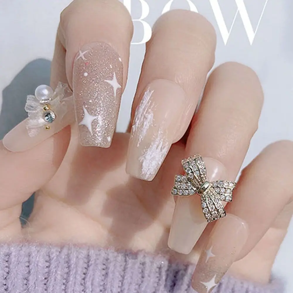 Flash brilhante pérola cristal diamante encantos arco prego strass borboleta jóias de unhas diy decorações da arte do prego ferramentas manicure