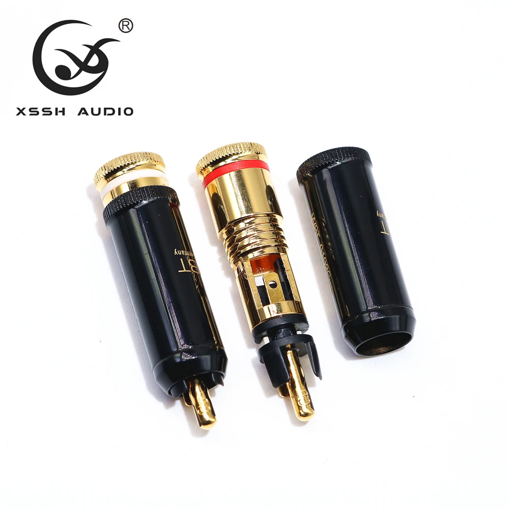 Imagem -02 - Lotus Jack Xssh Hi-end 0102cu Alta Fidelidade Faça Você Mesmo Chapeamento Ouro Cobre Puro Áudio Conectores de Vídeo Sintonizador de tv Adaptador Macho Rca Plugues Peças Peças