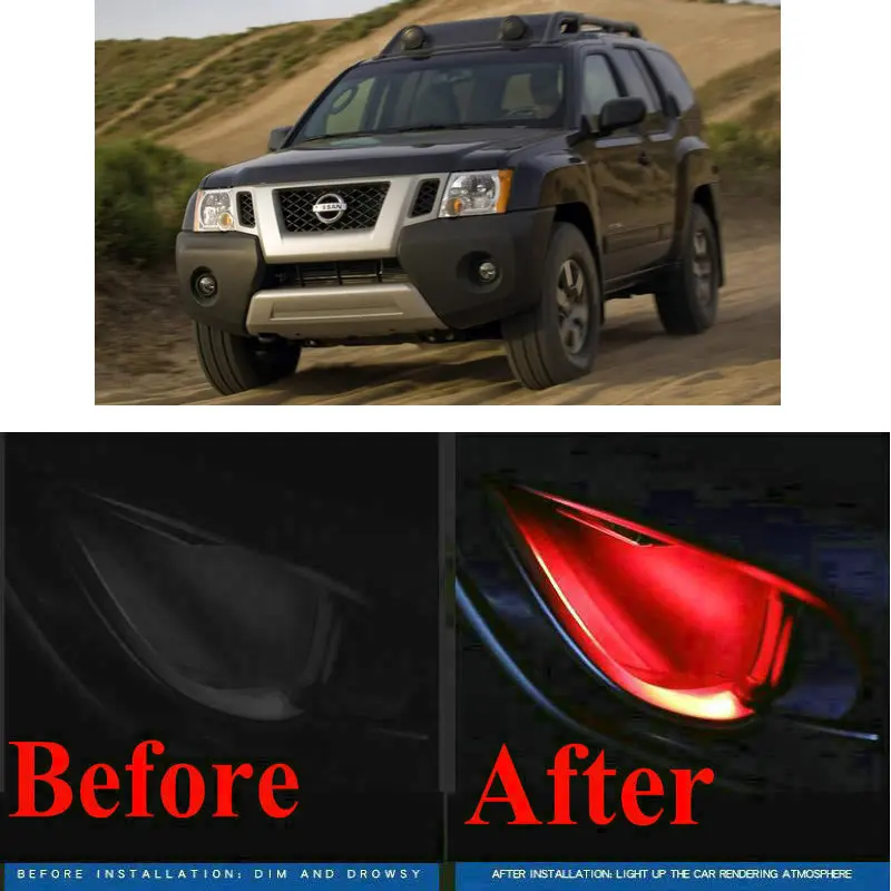 

4pc CF style stickers on cars interior inside door handle atmosphere lamp for nissan xterra quest rogue