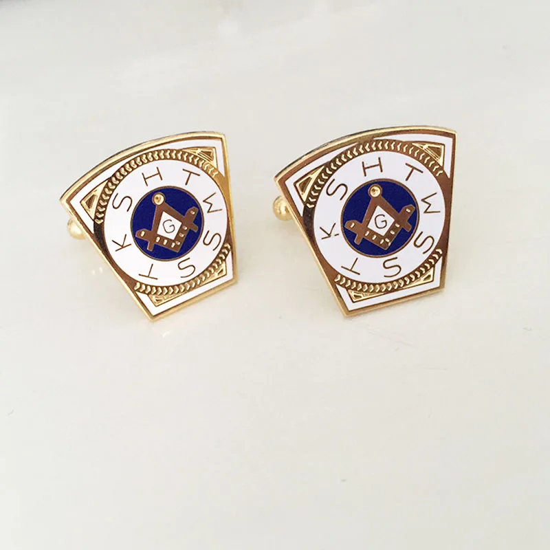 19mm Masonic Mark Cuff Link Master Mason Royal Arch Freemason Keystone Cufflinks Gold Color