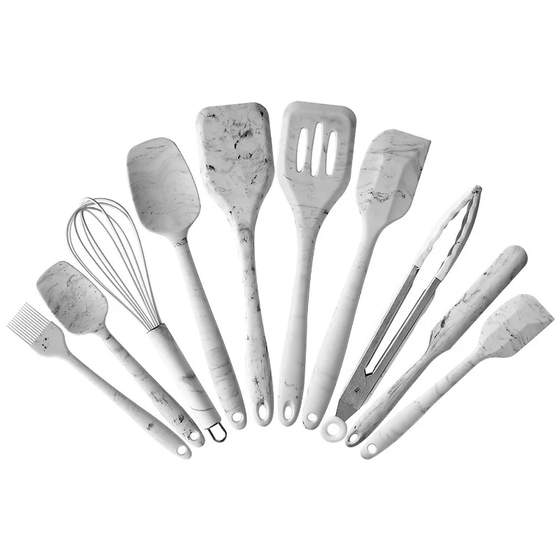 Marbling Silicone Kitchenware Cooking Utensils Set Non-stick Cookware Spatula Shovel Egg Beaters Baking Tools With Storage Box