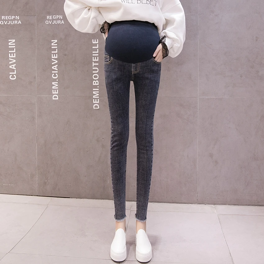 

Maternity jeans cropped pants spring and summer models pregnant women stomach lift pants feet pants casual casual pregnant pants