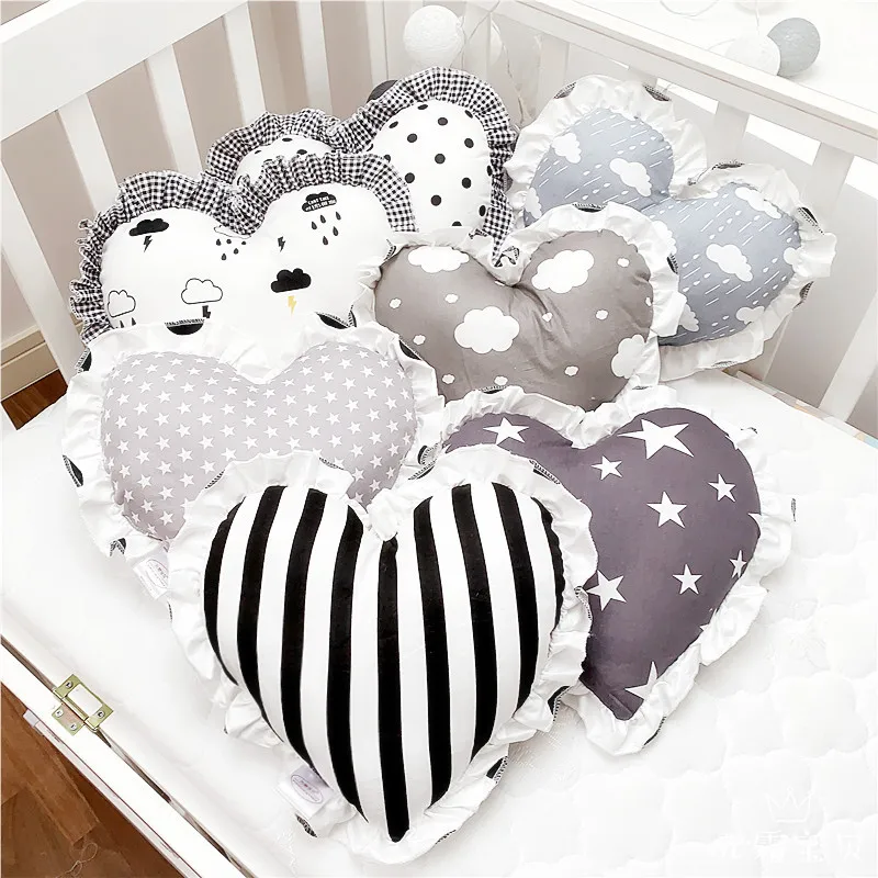 Ins Korean Cute Mini Baby Pillow Anti Bending Small Comfort Pillow Heart-shaped Cushion Children Bed Bedding Set Room Decoration