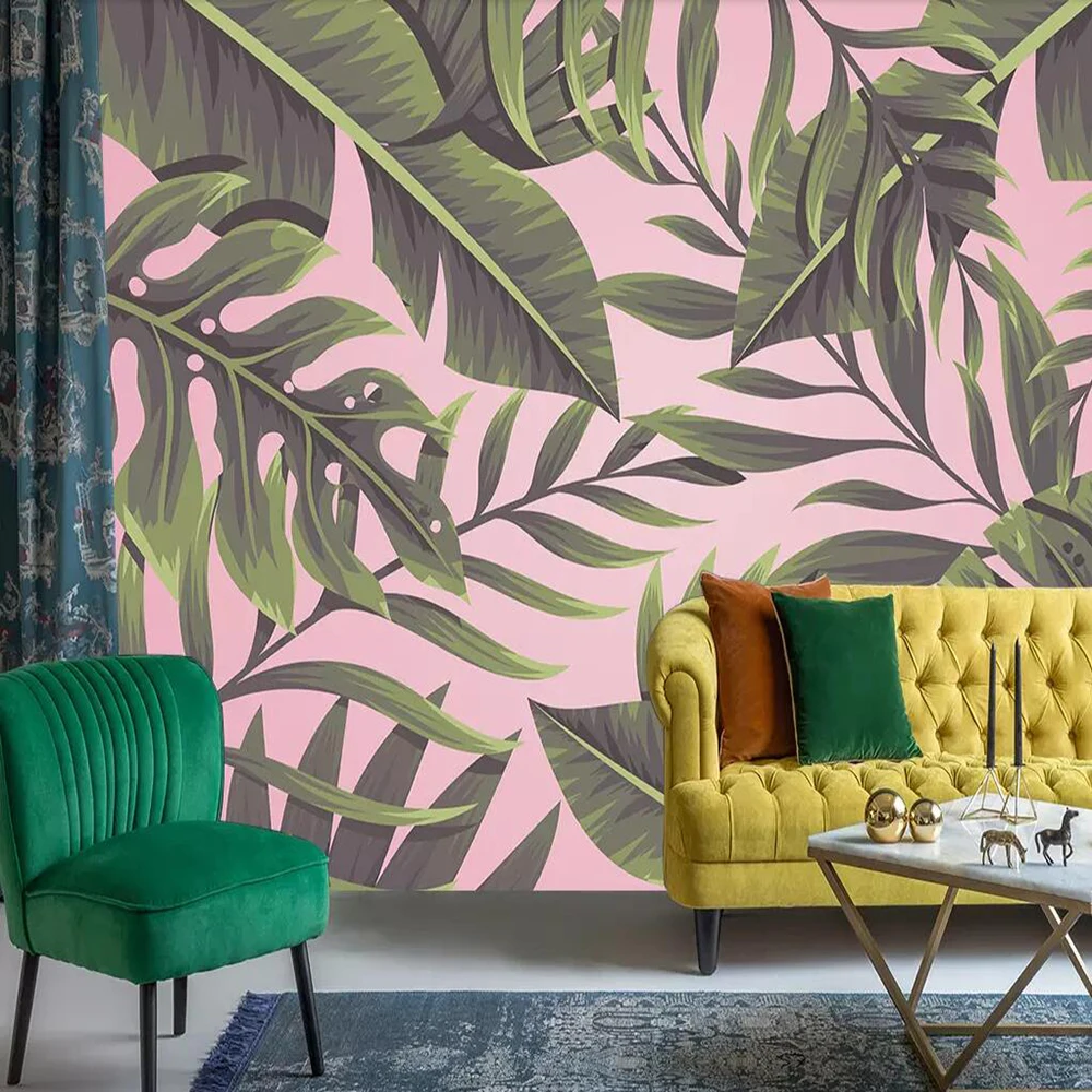 

Milofi custom 3D wallpaper mural small fresh tropical plant leaves living room bedroom background wall decoration painting wallp