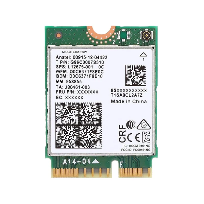 Dual Band Wireless AC 9461 for Intel 9461NGW 802.11ac M2 Key E CNVI 2.4G/5G WiFi Card Bluetooth 5.0 with extend antenna