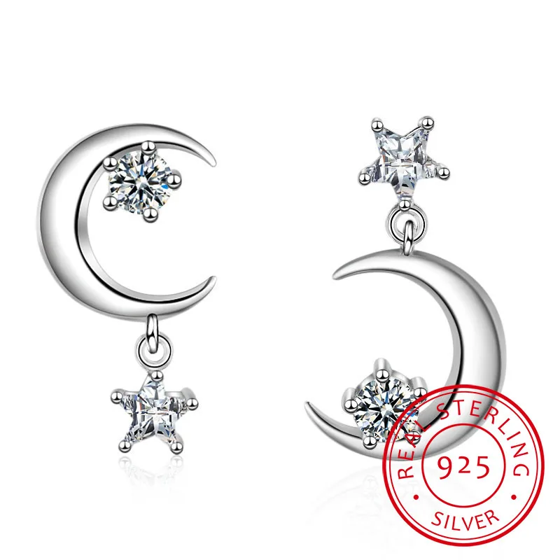 

Серьги женские из серебра 925 пробы, с фианитами и кисточками, асимметричные в форме Луны