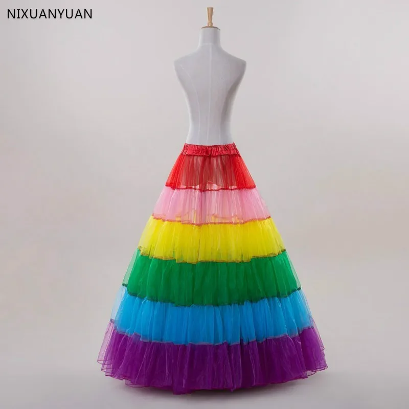 New Longo Multicolor Anágua Crinolina Underskirt Hoop Deslizamento Vestido de Noiva vestido de baile 2023