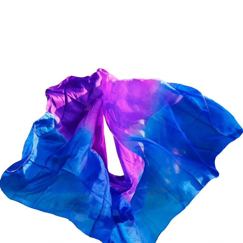 Customized Silk Veils Handmade Dyed Chinese 100% Real Silk Veil Shawls Scarf Costumes Accessories Belly Dance Veils Props