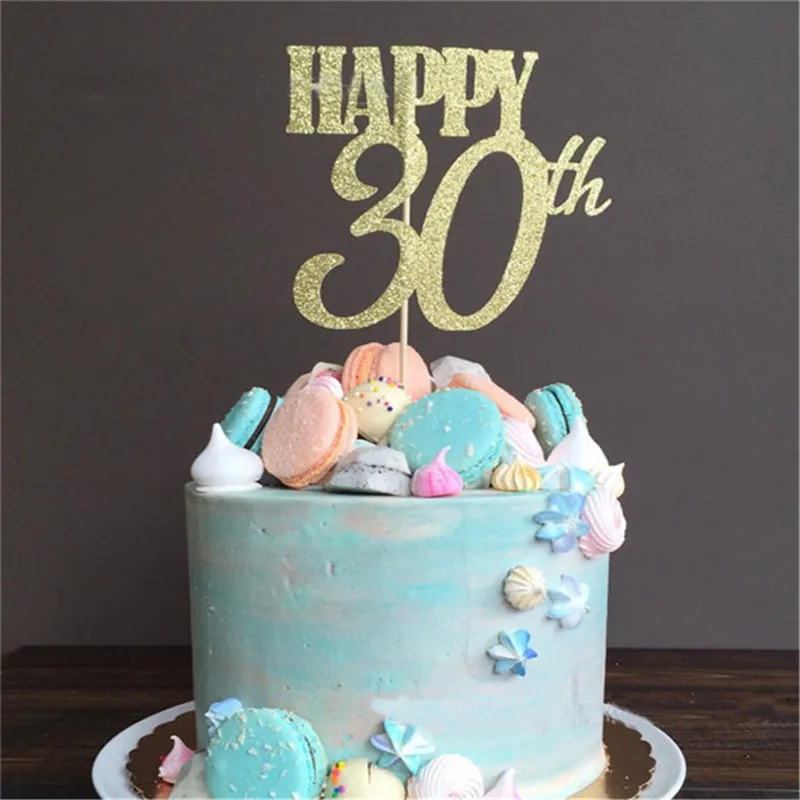 1Pcs 30 40 50 60 Years Old Cake Topper Happy Birthday Party Decor Adult 30th 40th 50th 60th Anniversary Cake Accessory Supplies