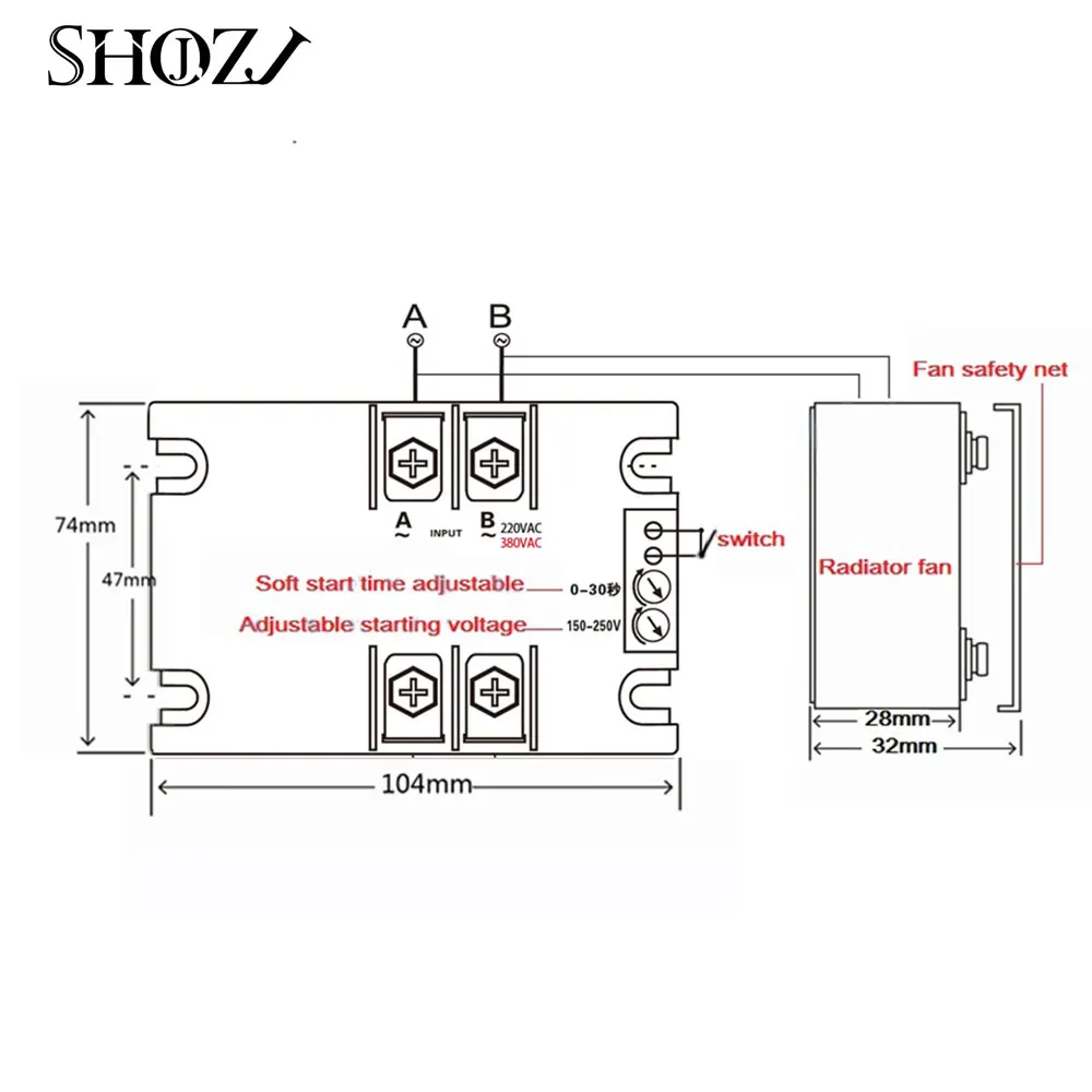 Motor soft starter module controller 220V  motor online soft start fan pump reducer conveyor for temperature control circuit