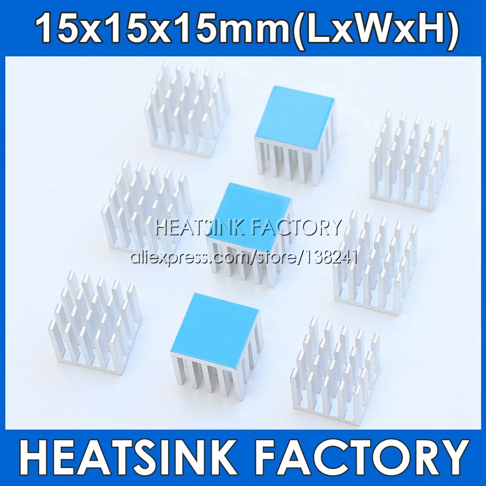 

15x15x15mm Aluminum Cooling Heatsink Cooler With Thermal Double Sided Pad Applied Heat Dissipation Radiator