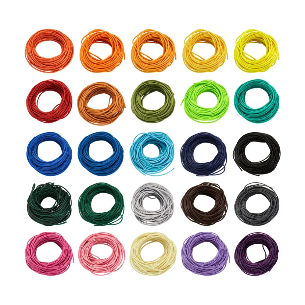 

25 Bundles/Set Waxed Polyester Cords 1mm 1.5mm Round Thread for jewelry making DIY Bracelet Necklace Accessories Mix 25 Color