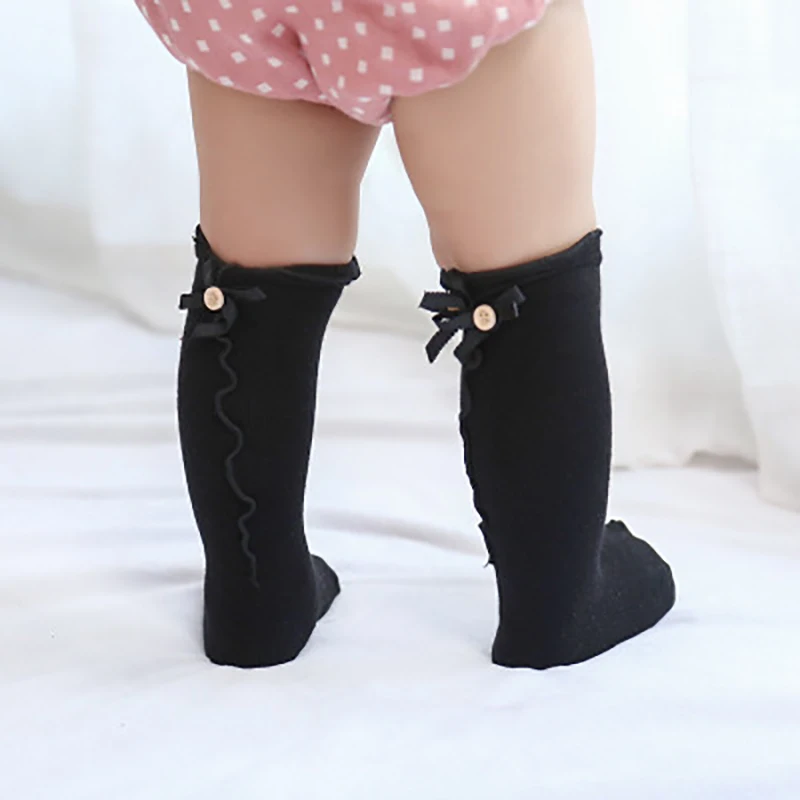 0-8 years Spring and Autumn Baby Bow shape design Cotton Girl Long Tube socks childknee pads Beautiful legs slimming fashionable