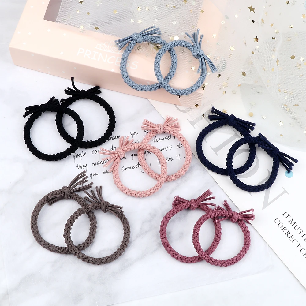 6pcs/pack Cute Braid Twist Elastic Hair Band for Women Girls Ponytail Holder Bow Scrunchie Hair Ties Rubber Headband Accessories