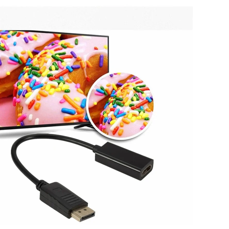 Adaptador de cabo compatível Dp para HDMI, transmissão estável, porta de exibição, para macbook pro air, projetor, câmera, tv, computador