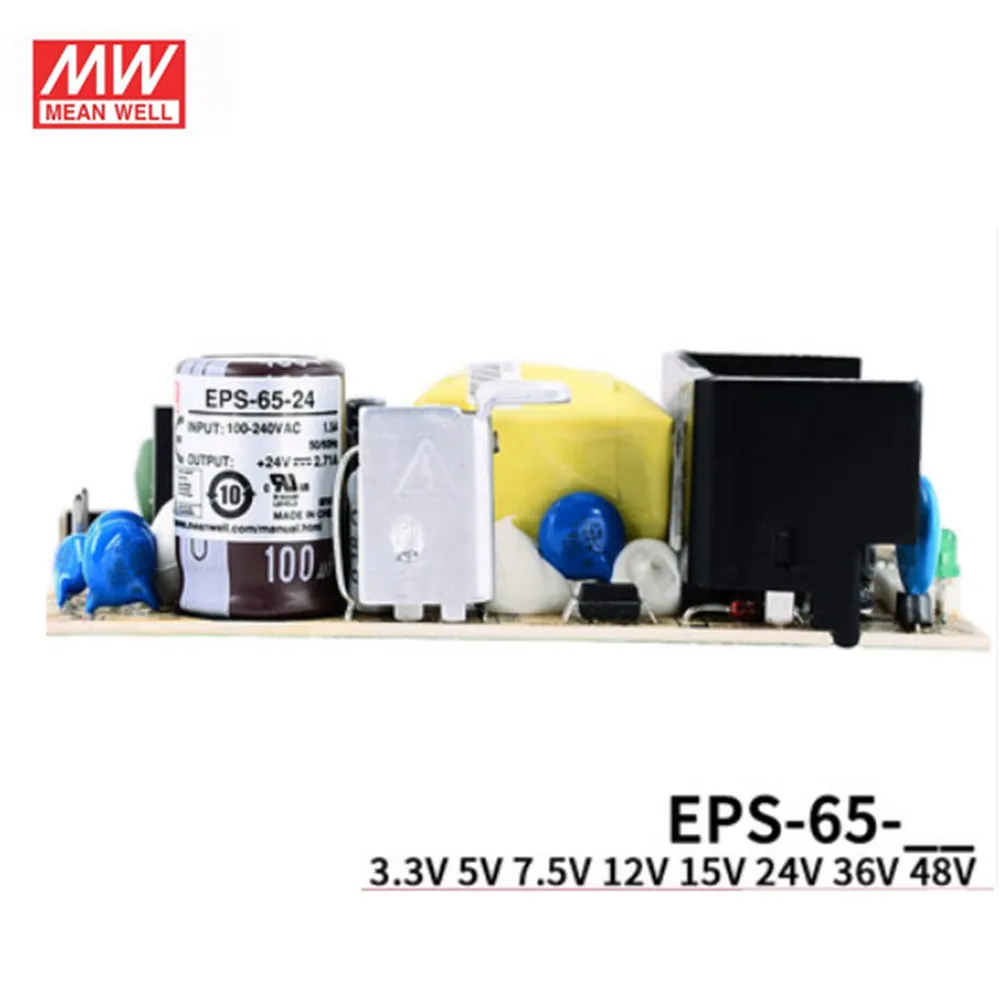 Mean Well EPS-65 Single Output PSU AC DC PCB Board 65W Power Supply 3.3V 5V 7.5V 12V 15V 24V 36V 48V 8A 3A Meanwell EPS-65-12