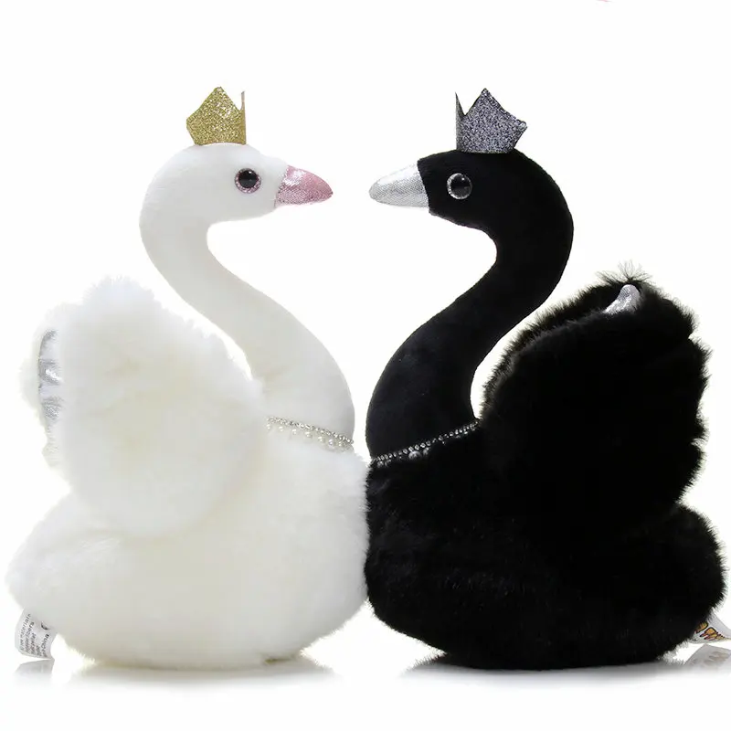 Crown Black Swan doll Toy Snow white rincess swan plush toy Stuffed Fairy black swan Girl doll For child Birthday gift wedding