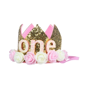 Baby Birthday Party Hat Crown 1 2 3 años Baby Girl Princess Crown Headband Baby Shower First 1st Birthday Fiest Decor Kids 12 mejores decoraciones de cumpleaños de princesas de ventas - №6