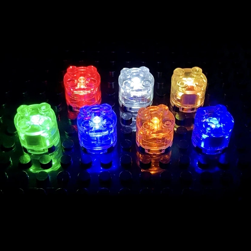 5pcs 2x2 dots Light Brick Luminescent Lamp Accessories Round LED Light Up Colorful  Education Light-Emitting Building Blocks