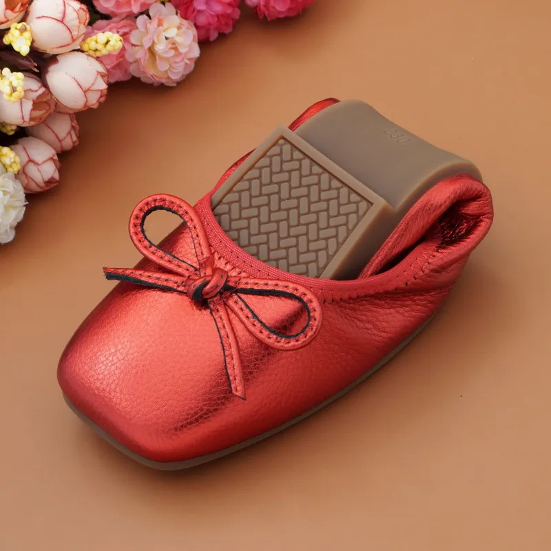 Sweet Bow Square Toe Ladies Flats Shoes New Genuine Leather Slip On Loafers Shoes For Woman Plus Size 34-43 Women's Ballet Flats image 5