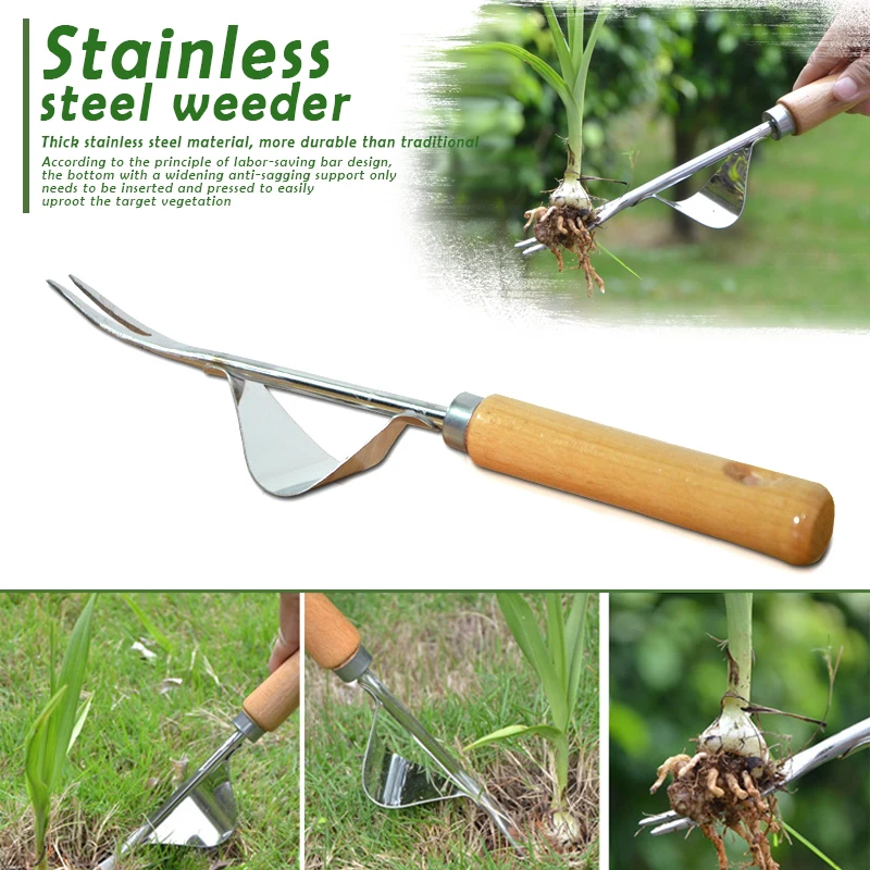 Stainless Steel Hand Weeder Weeds Digging Puller Forked Head Weeds Remove Shovel Gardening Trimming Tools PRE