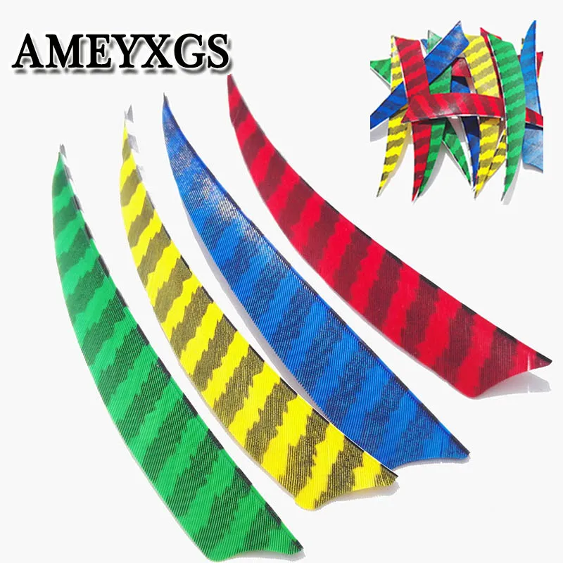 50/100pcs Archery 5inch Shield  Arrow Feather 4 Colors Stripe Colorful Turkey Feather Hunting Shooting Accessories