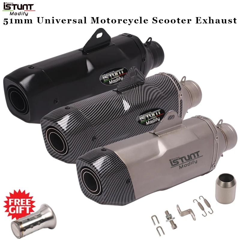 

iSTUNT 51mm Universal Motorcycle Scooter Exhaust Muffler Escape For NMAX155 Z900 ZX10R FZ6N RC390 GSX750 Modified Muffler Exhaus