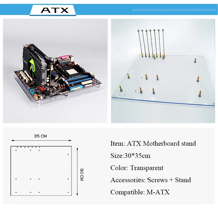 Transparent Acrylic ITX Computer Case DIY Open MATX PC Desktop Case DIY Base Stand For ATX Computer Chassis Box Rack Frame