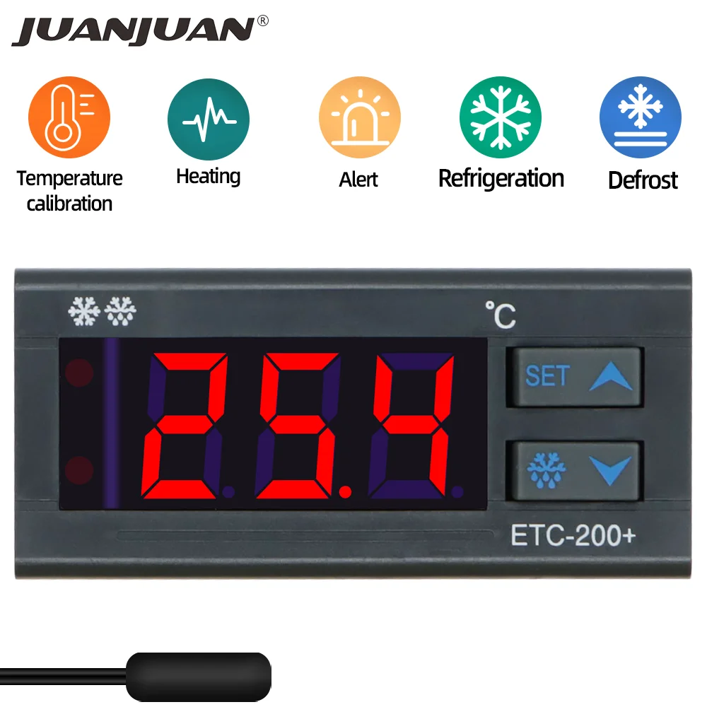 ETC-200+ Temperature Controller Refrigerator Defrosting Alarm Thermostat Regulator Heating Control Thermoregulator 220V 40%off