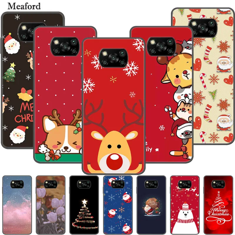 For Poco X3 Pro Case Bumper Silicon TPU Soft Phone Cover Case For Xiaomi Poco X3 NFC Christmas Funda Pocophone X3 X 3 Pro Coque