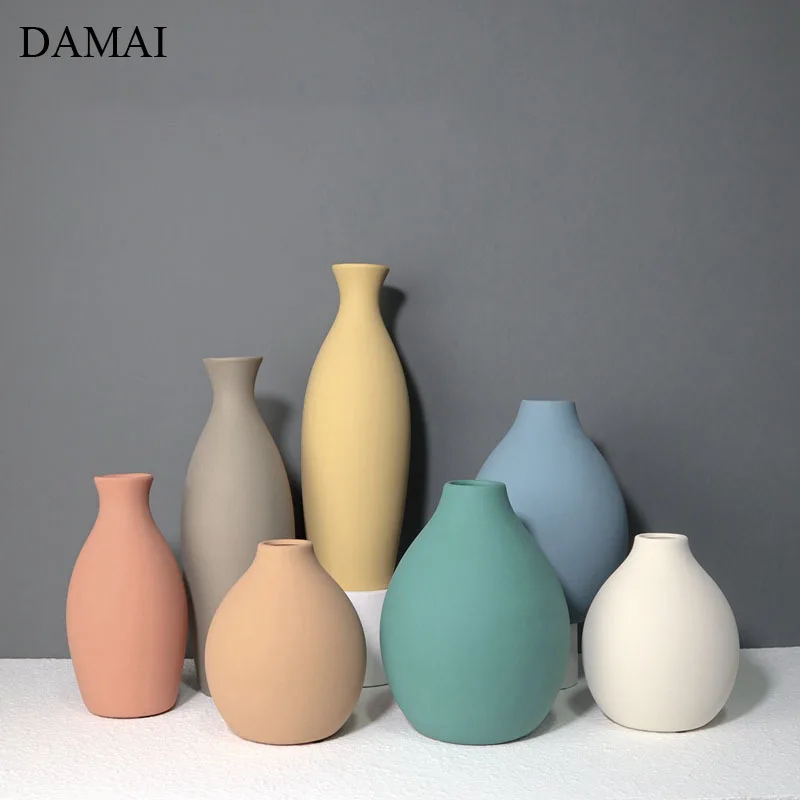 Morandi Color Decor Vase Home Decore Ceramic Flowers Vases Simplicity Flower Pots Decorative Living Room Decoration Ornaments