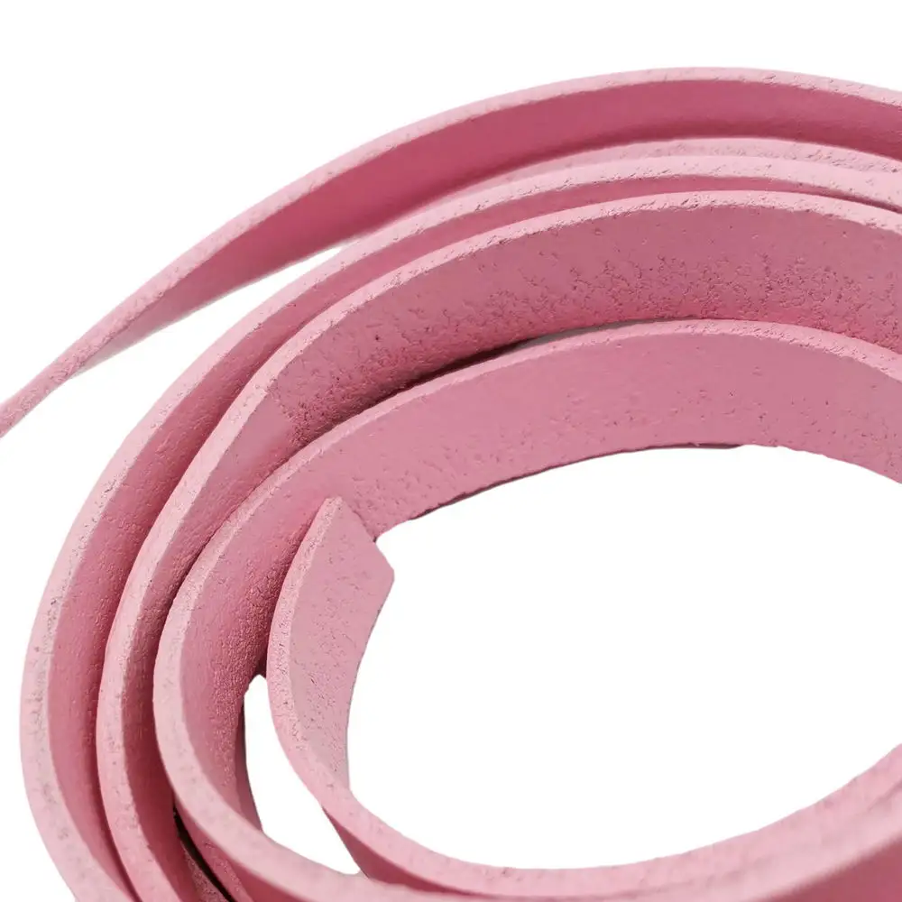 Aaazee 10mm Wide Pink Leather Band Strip Flat 2mm Thickness