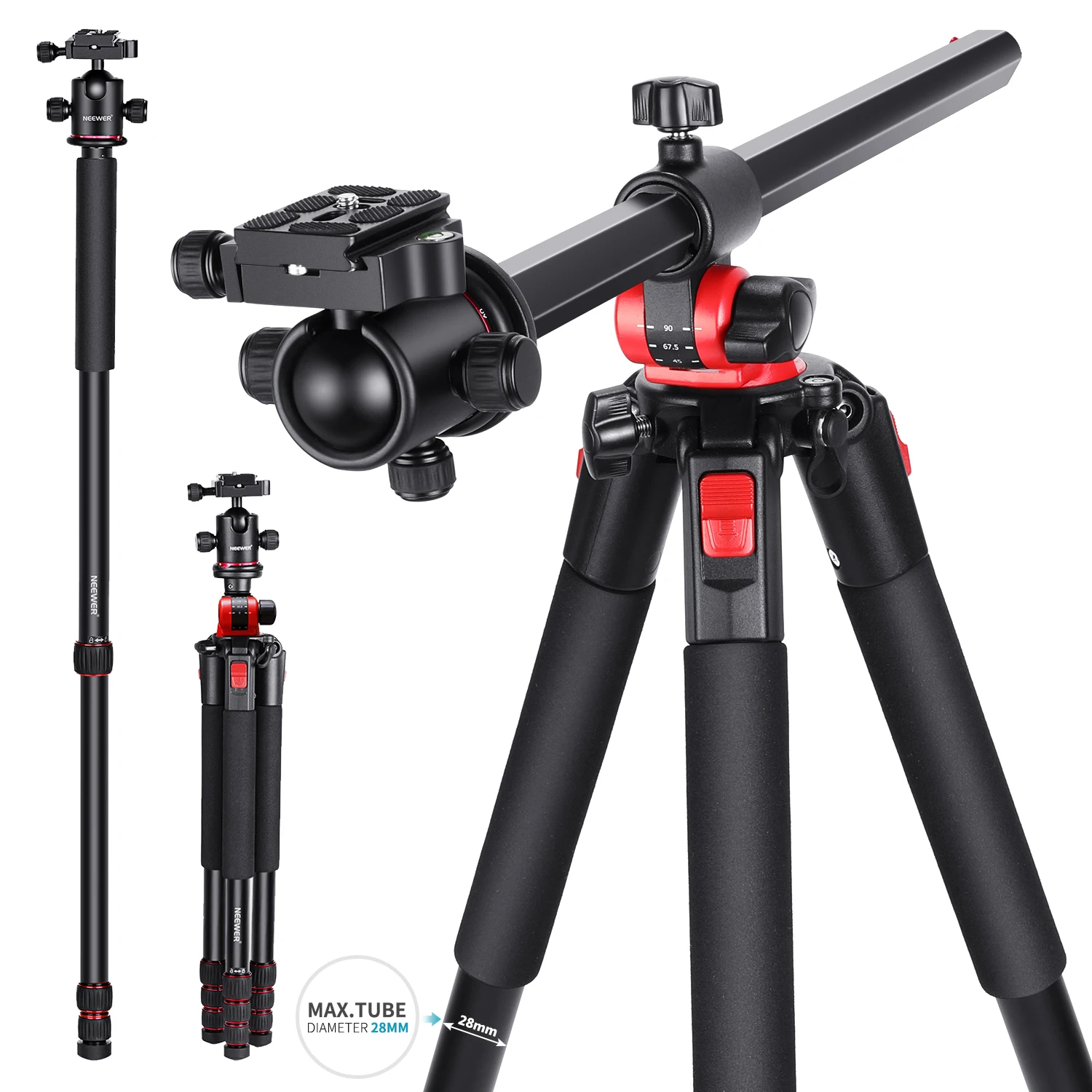 YoTilon Trípode Para Cámara, 76 Pulgadas, Aluminio DSLR, Trípode Monopod Con Cabeza De Bola De 360 Grados Con Tornillo De 1/4 Placas De Liberación Rápida Para Canon Nikon Sony, Samsung, Olympus