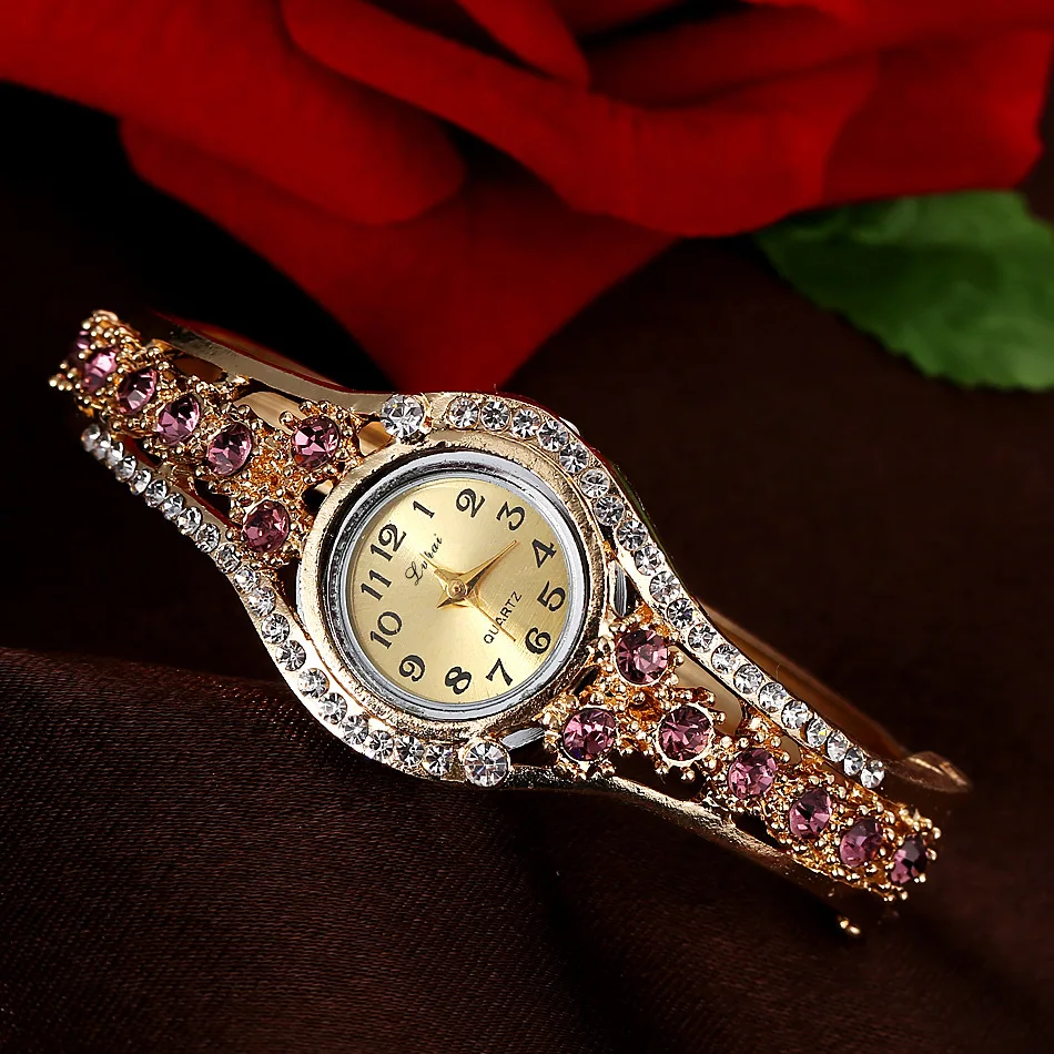 Reloj de cristal, relojes de diamantes para mujer, relojes elegantes de lujo para mujer, reloj de vestir para mujer, relojes de cuarzo, reloj