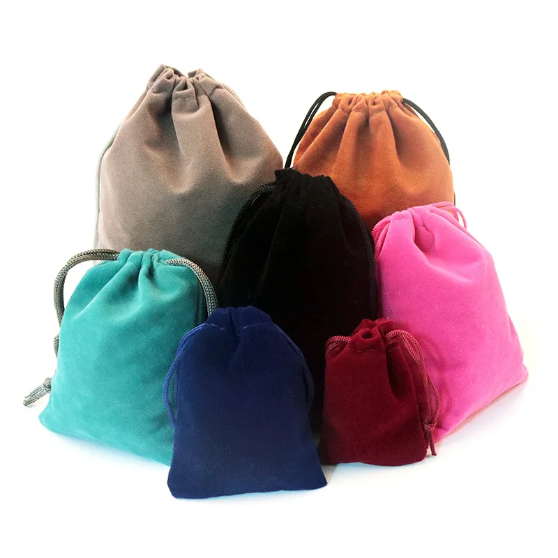 10pcs 2 Size Packing Pouch Sachet  Drawstring Velvet Jewelry Gift Bags For Wedding Things Party Bead Container Storage Wholesale