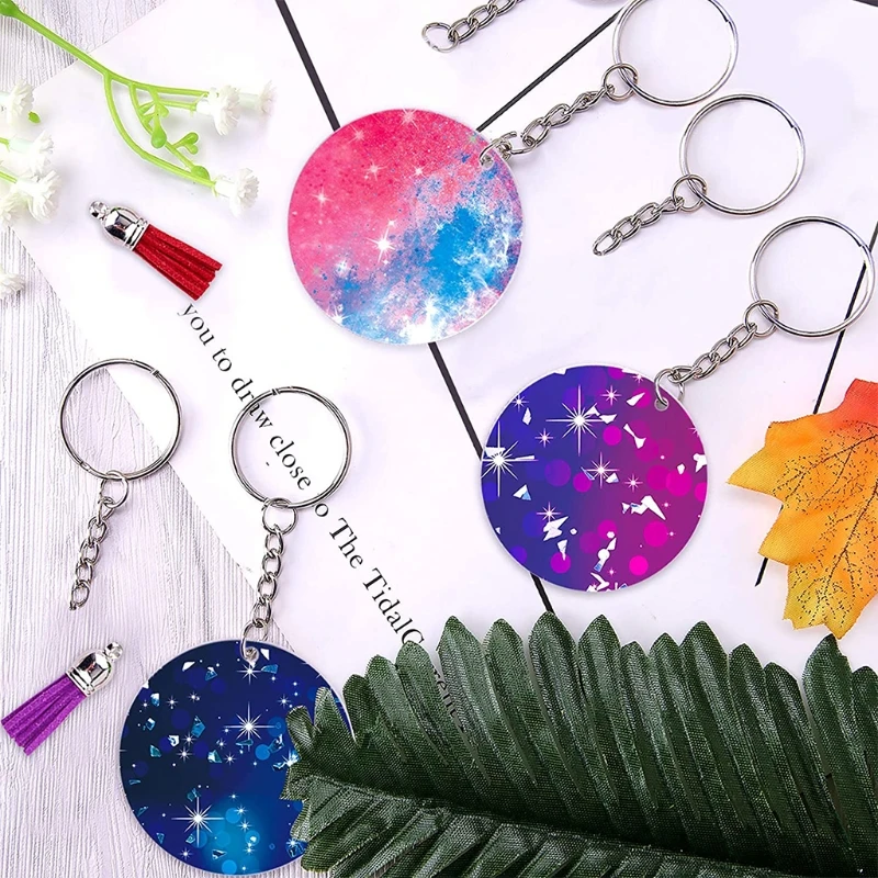 1 Set Acrylic Transparent Circle Discs Set Bags Decor Key Chains Clear Round Acrylic Keychain Blanks DIY Supplies Accessories