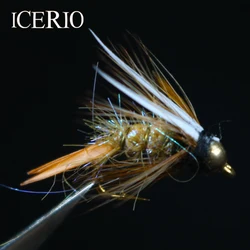 ICERIO 10PCS Brass Bead Head Prince Nymphs Trout Fly Fishing Lures #12