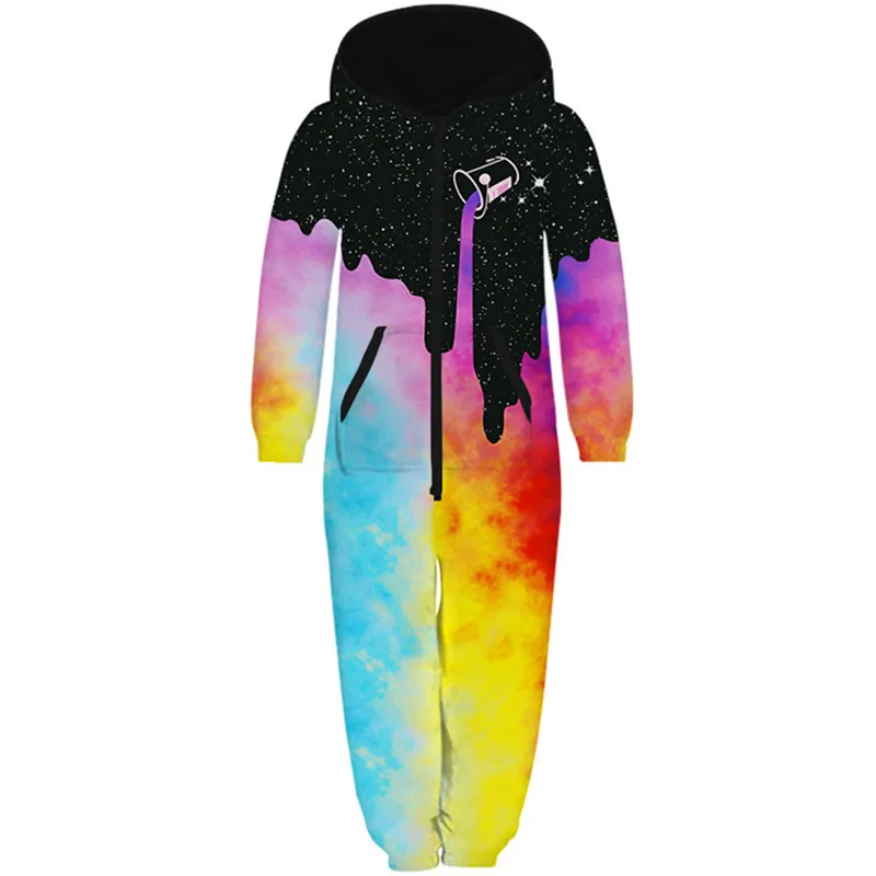 

Комбинезон детский с капюшоном, Свободный комбинезон унисекс с разноцветными рисунками чашек Галактики, с принтом молока, одежда с карманами для мальчиков и девочек