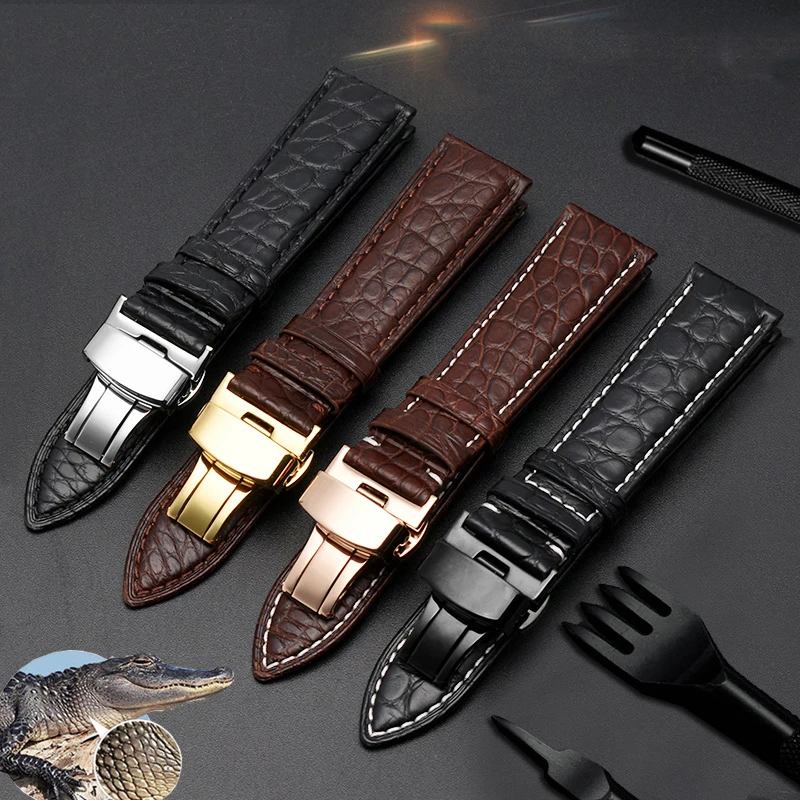Luxury Alligator Watch Band For IWC OMEGA Longines Genuine Crocodile Leather Watch Strap Top Quality Watchband 18 19 20 21 22mm