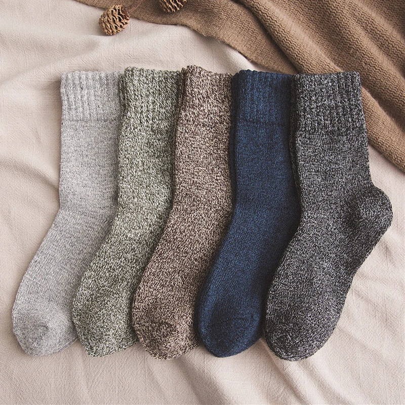 HSS 5pairs/Lot Cotton Men Socks Warm Wool Men Retro Style  Casual Calcetines Hombre Thicken Sock Business Male Socks man gifts