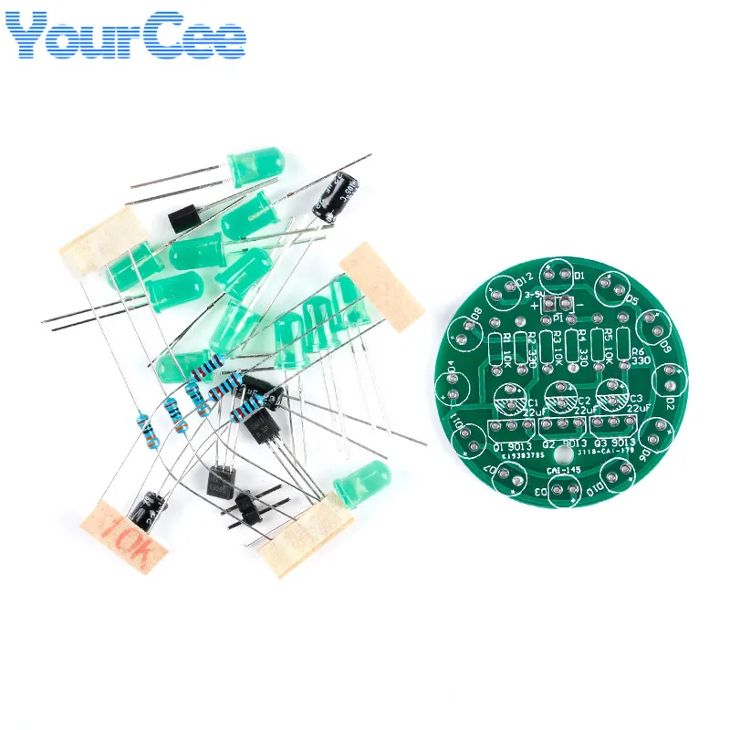 LED Water Light LED Round Water Light Production Kit for Skill Training Soldering Practice Parts Diy Electronic Kit Set