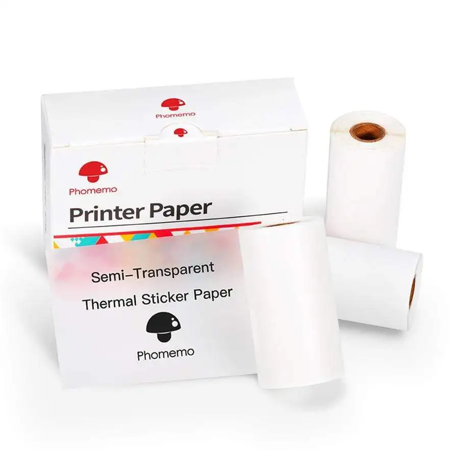 Phomemo 3 Rollen 50mm * 3,5 M Schwarz auf Transparent Selbst-adhesive Thermische Papier BPA-Frei Aufkleber für M02 Serie Mini Protable Drucker – Detail 4